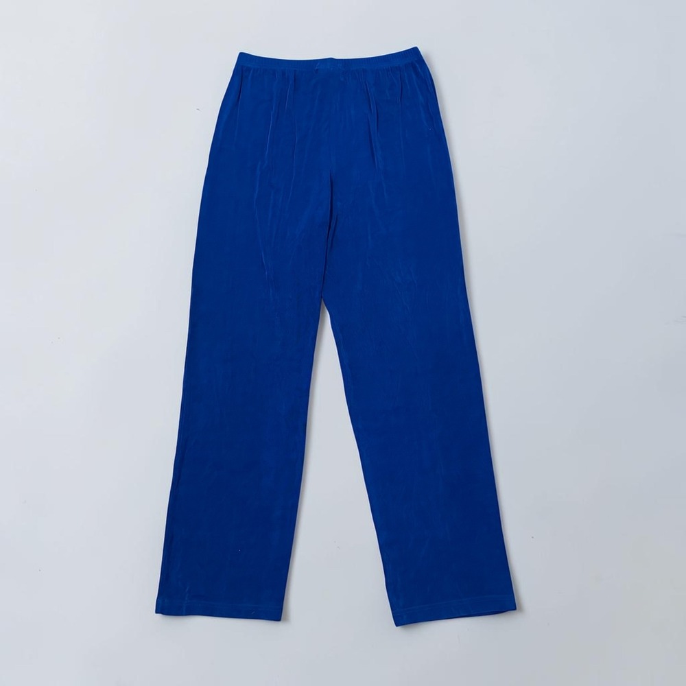Slinky Stretch Blue Straight Leg Elastic Waist Pants L Womens Pull On USA 8202